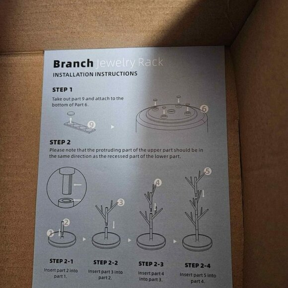 Jewelry stand, White - tree branch, rotational base - Picture 3 of 3